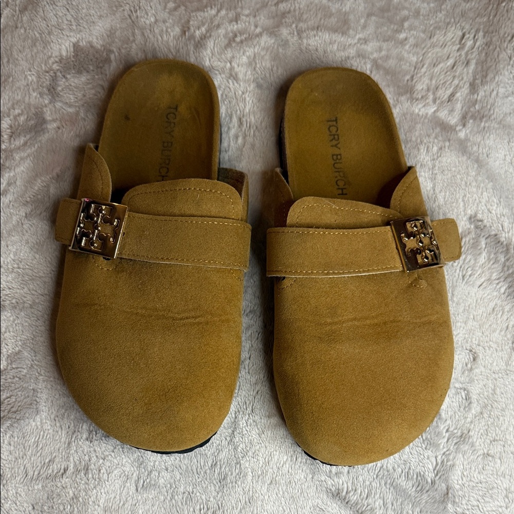 Tory Burch Tan Suede Slip-On Mules